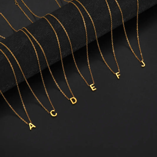 Cazador Minimalist Initial A-Z Letter Necklace for Women Alphabet Stainless Steel Choker Chains Jewelry Birthday Gift Wholesale