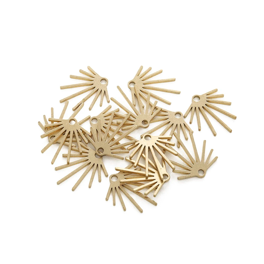 10Pcs Raw Brass Sun Flower Charms Sun Ray Pendant Charm for Diy Jewelry Boho Earring Necklace Making Supplies Material Findings