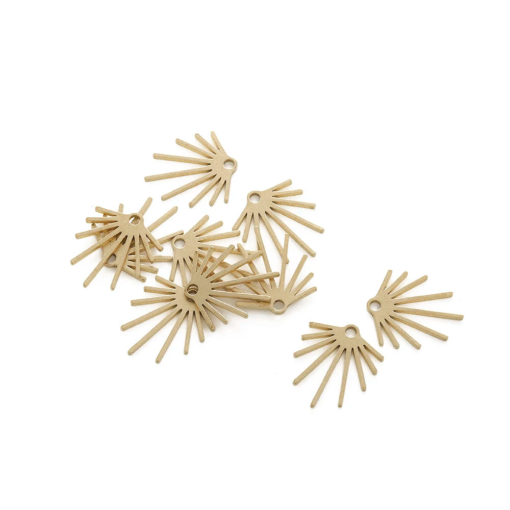 10Pcs Raw Brass Sun Flower Charms Sun Ray Pendant Charm for Diy Jewelry Boho Earring Necklace Making Supplies Material Findings