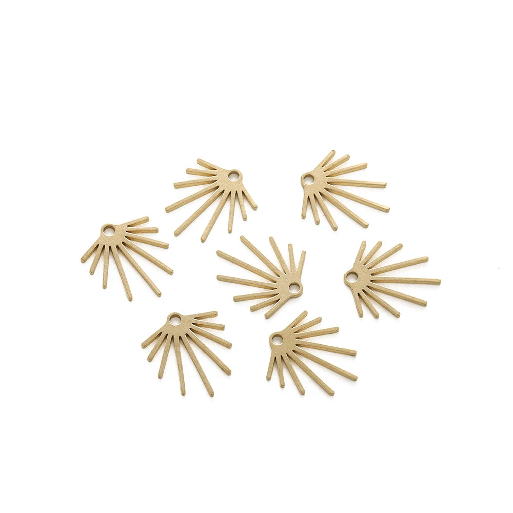 10Pcs Raw Brass Sun Flower Charms Sun Ray Pendant Charm for Diy Jewelry Boho Earring Necklace Making Supplies Material Findings